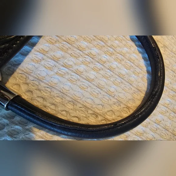 Coach Madison Sophia satchel, black leather, embossed Op Art pattern, euc - Picture 4 of 8